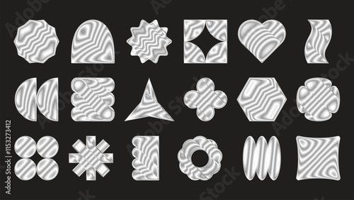 Dark abstract shape collection with intricate patterns