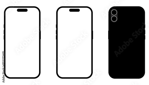 スマホ　スマートフォン　フレーム　モックアップ　イラストセット