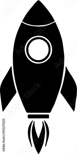 Black Rocket Icon Design, Suitable for Space Exploration Themes, Startup Concepts, Innovation Symbols, App Icons, Technology Branding, and Educational Materials