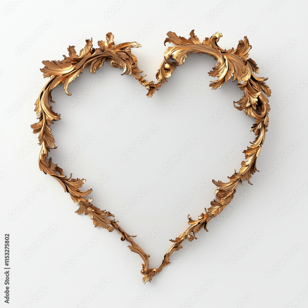 Ornate Heart-Shaped Frame with Intricate Leaf Motifs and Elegant Curves for Decor Ornate Heart-Shaped Frame with Intricate Leaf Motifs and Elegant Curves for Decor