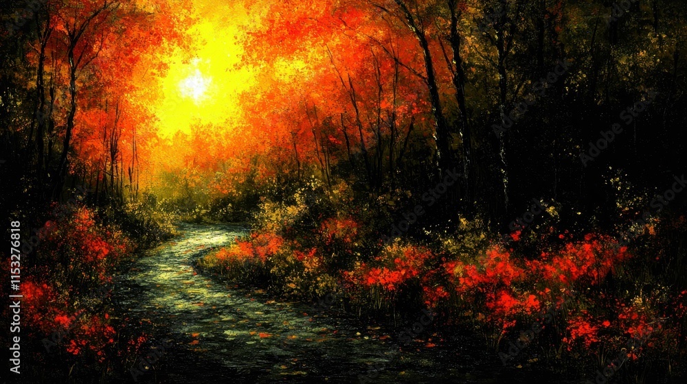 Bright artistic brush strokes Artistic interpretation of nature Bright artistic brush strokes Artistic interpretation of nature