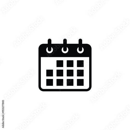 black Calendar icon vector. Schedule, date icon symbol illustration isolated on white background