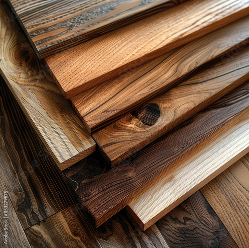 Different types of durable wood like oak, maple, and walnut.