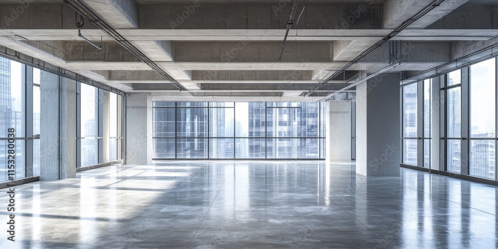 Fototapeta premium Vacant space in a multi tenant building, showcasing the potential for new tenants and opportunities within a multi tenant environment, highlighting the benefits of a multi tenant structure.
