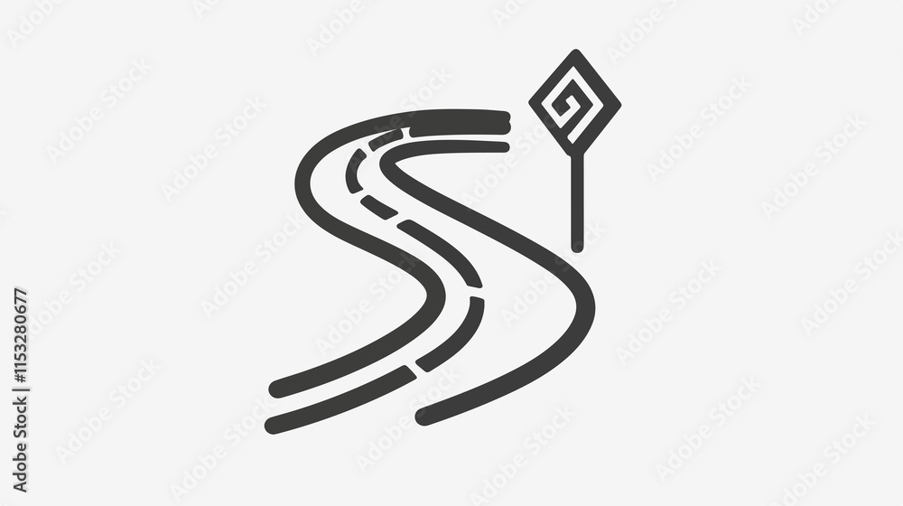 Vector Road Outline Icon for Turning Right | Professional Use Image Vector Road Outline Icon for Turning Right | Professional Use Image