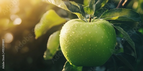 Genetic modification of fresh green apple showcases innovative techniques in agriculture. This fresh green apple highlights the advancements in genetic modification for improved quality and