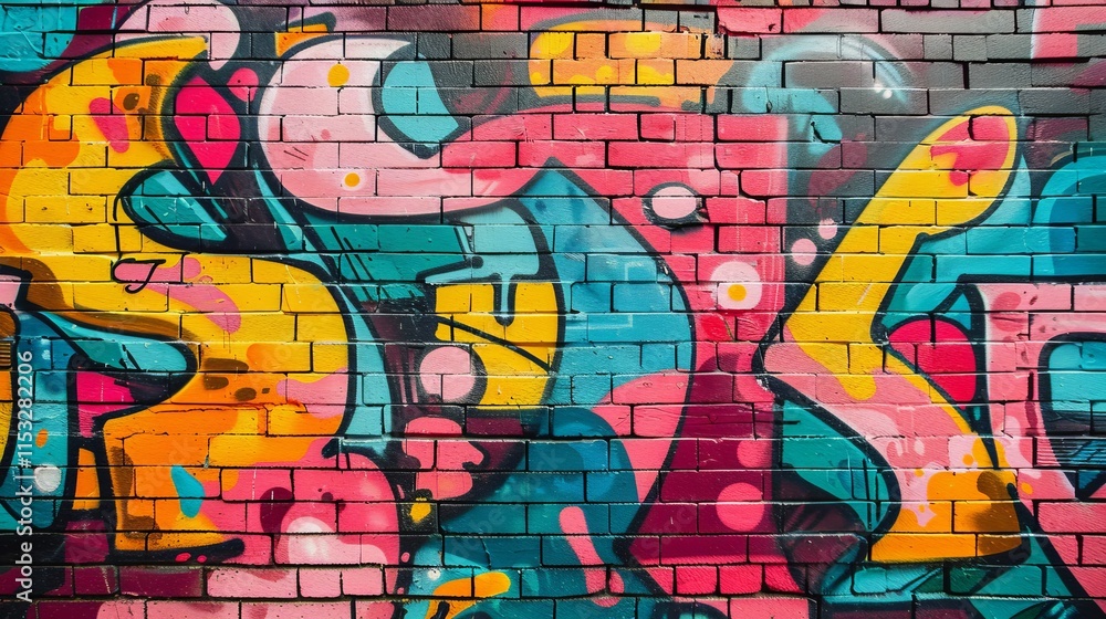 Abstract colorful Graffiti on brick wall. Abstract colorful Graffiti on brick wall.
