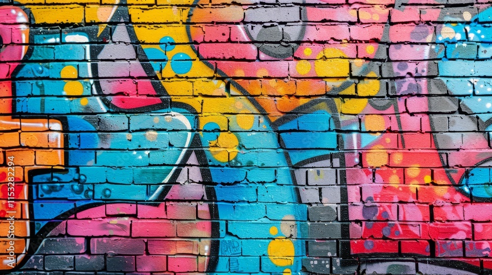 Abstract colorful Graffiti on brick wall. Abstract colorful Graffiti on brick wall.