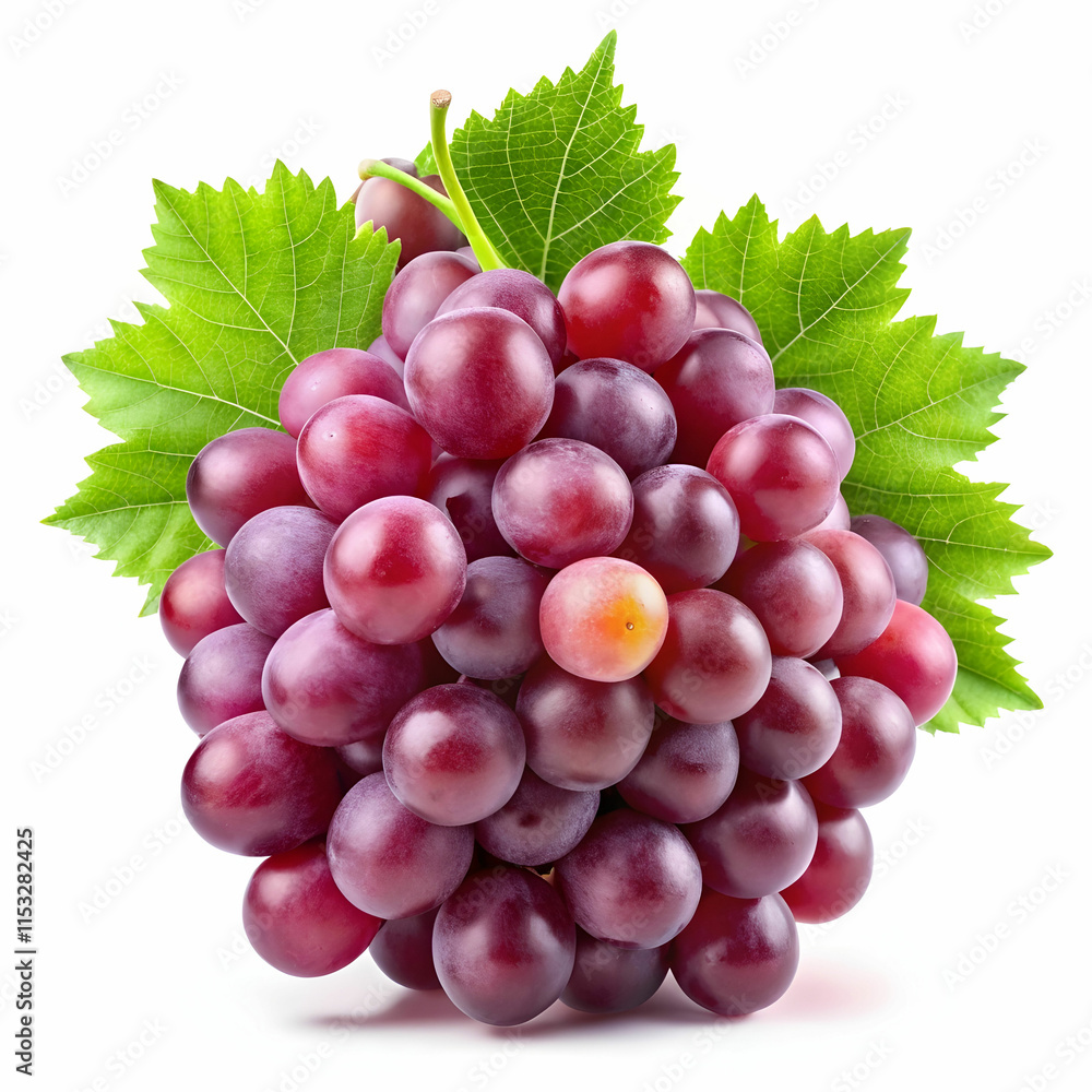 Fototapeta premium A bunch of grapes isolated on a transparent background, displaying plump, juicy purple or green grapes.