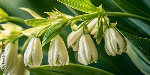 Closeup of Solomon s seal flowers showcasing their delicate beauty, vibrant colors, and intricate details that highlight the charm of these unique Solomon s seal blooms. Perfect for floral photo