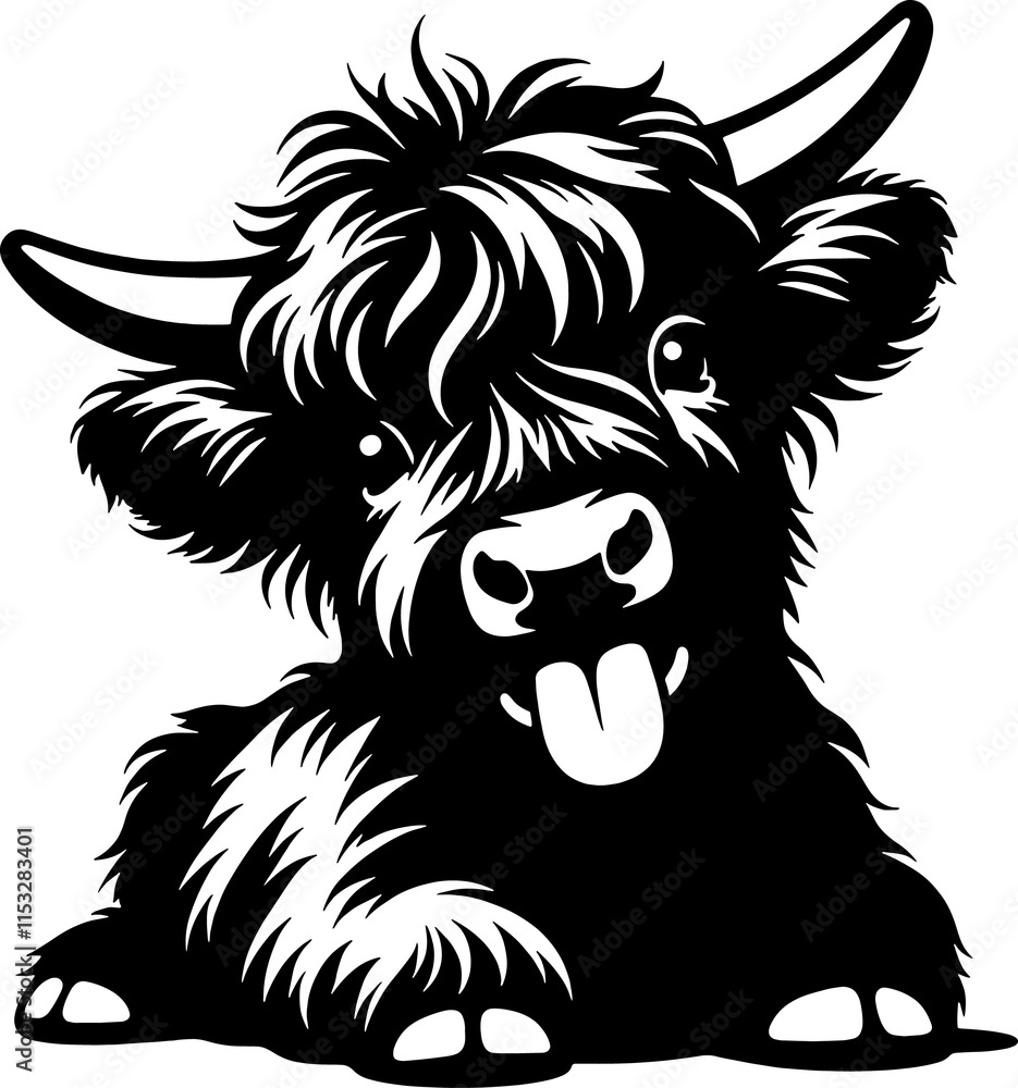 Fototapeta premium Highland Cow SVG, Baby Highland Cow Svg Bundle, Cute Highland Cow Vector Clipart, Highland Cow Silhouette, Cut File for Cricut