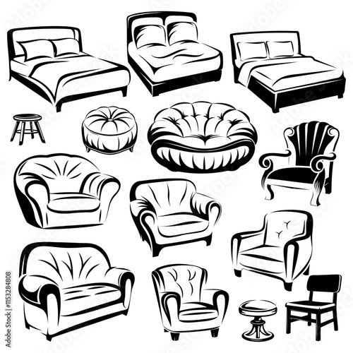 
set of icons of upholstered furniture