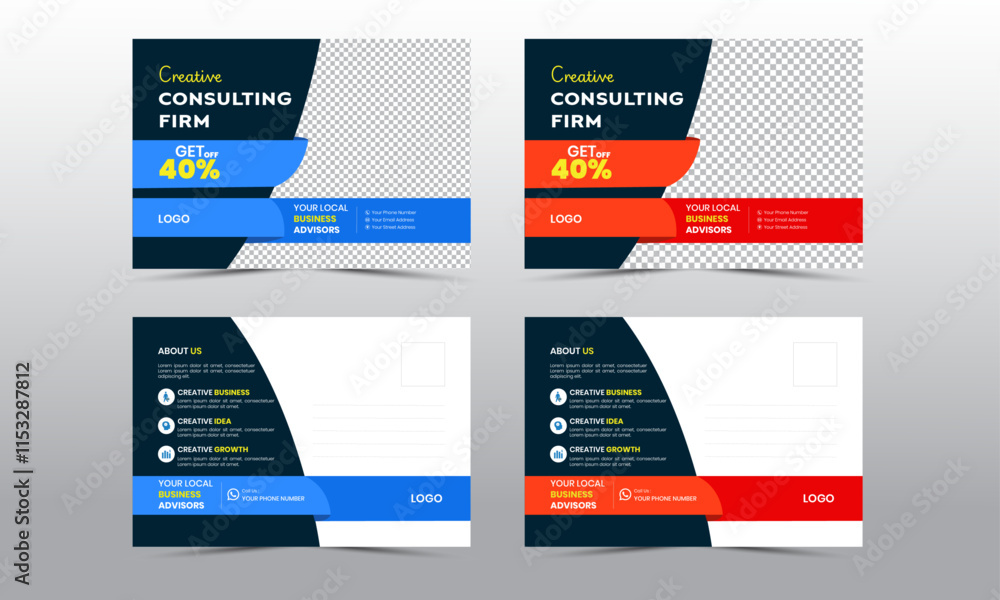 Modern Postcard Vector Template with Travel Illustration Features. Modern Postcard Vector Template with Travel Illustration Features.