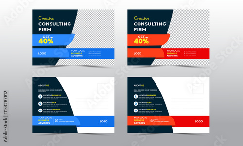 Modern Postcard Vector Template with Travel Illustration Features.