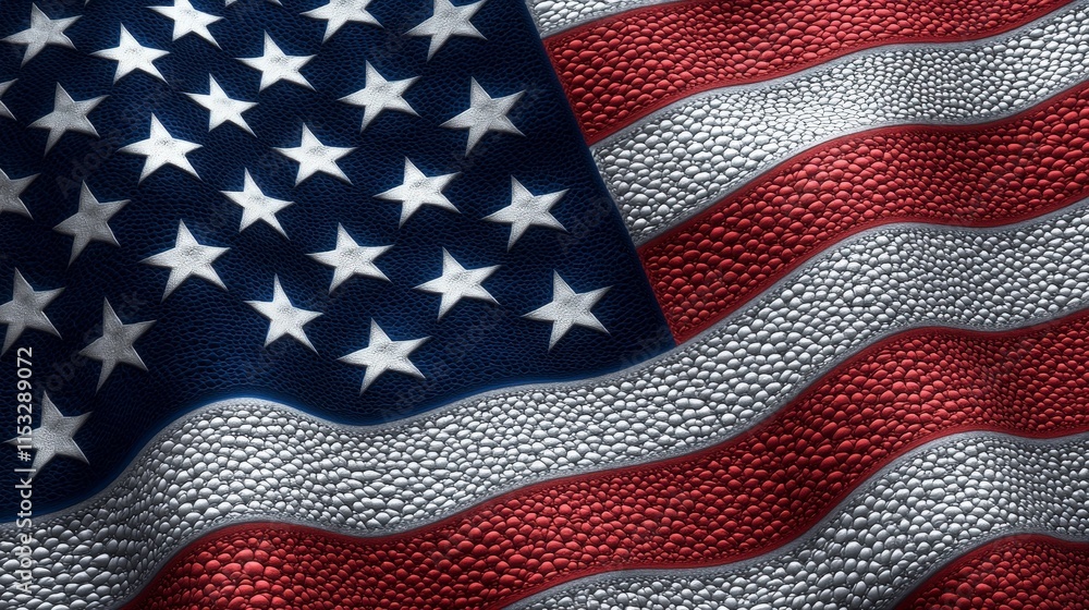 Obraz premium American Flag Patriotism Stars Stripes Leather Texture National Pride USA