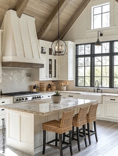 modern spacious kitchen in light color