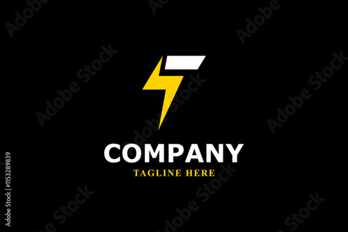 electricity and letter f modern logo
