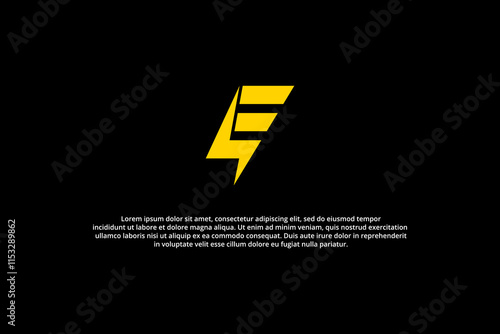 electricity and lightning letter e logo