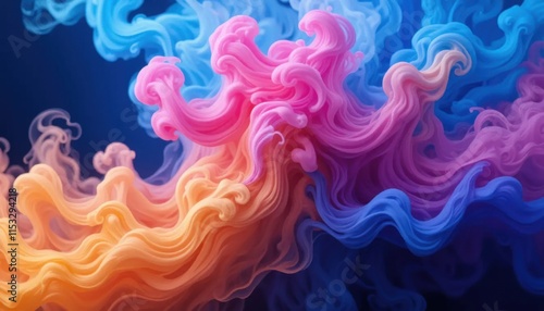 Abstract Colorful Ink Flowing in Water