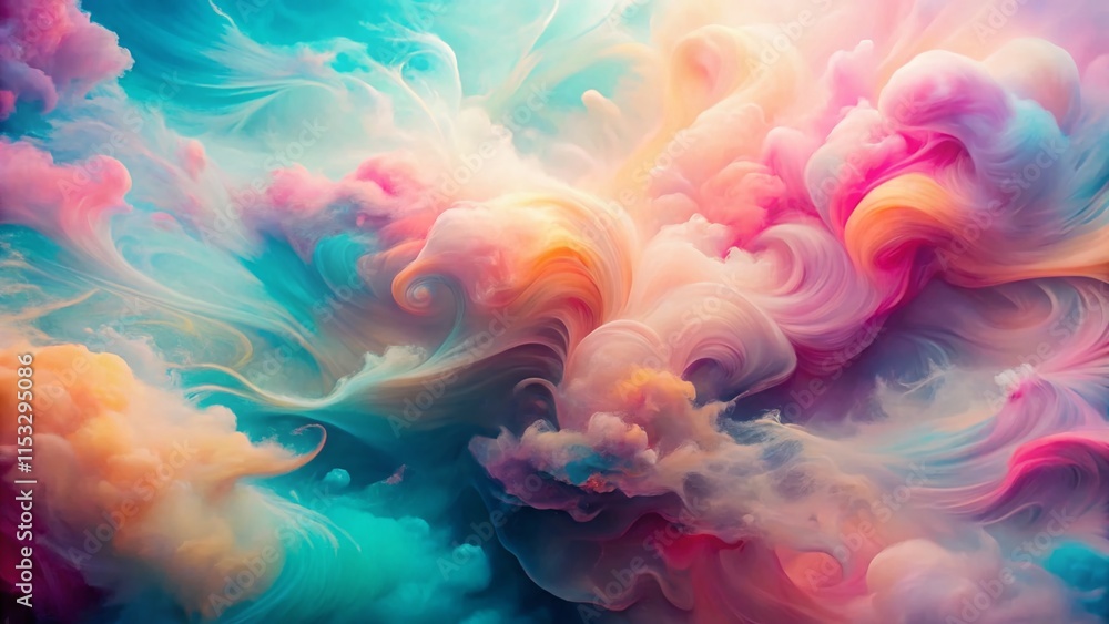 Obraz premium Pastel Swirl Abstract Background: Pink, Peach, and Aqua Fluid Art for Modern Design
