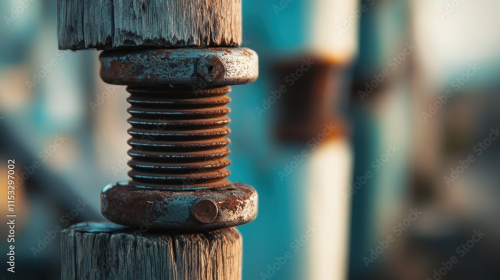 Up-Close View of a Weathered Metal Insulator on a Timber Pole, Highlighting Corrosion-Resistant Rust Prevention Up-Close View of a Weathered Metal Insulator on a Timber Pole, Highlighting Corrosion-Resistant Rust Prevention