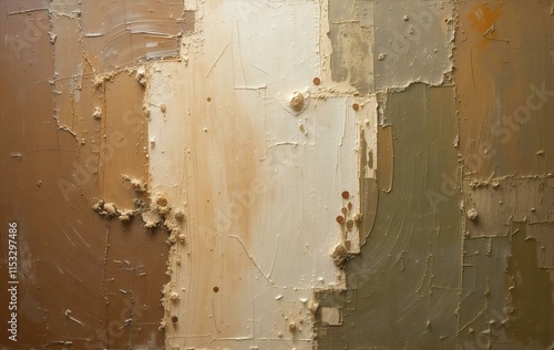 A textured abstract background with bold strokes of paint in earthy tones like brown, beige, and olive green, evoking a natural, artistic feel. photo