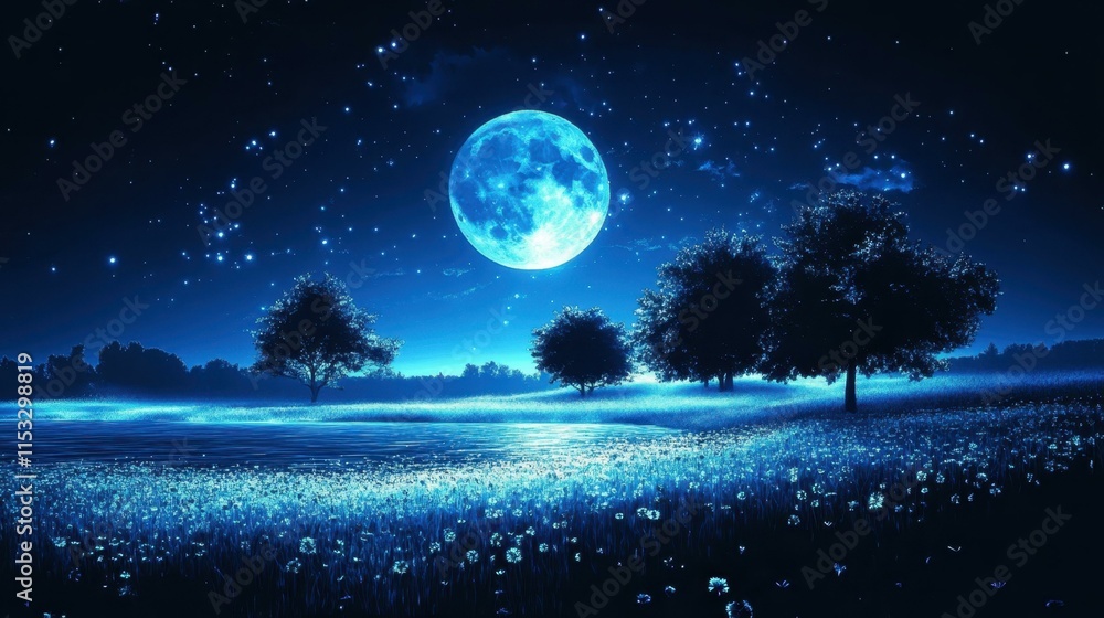 Ethereal moonlit nights Lunar beauty in night sky Ethereal moonlit nights Lunar beauty in night sky