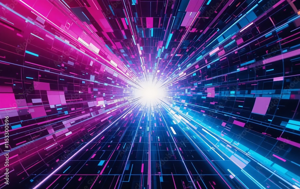 Obraz premium futuristic digital dreamscape where fractured.