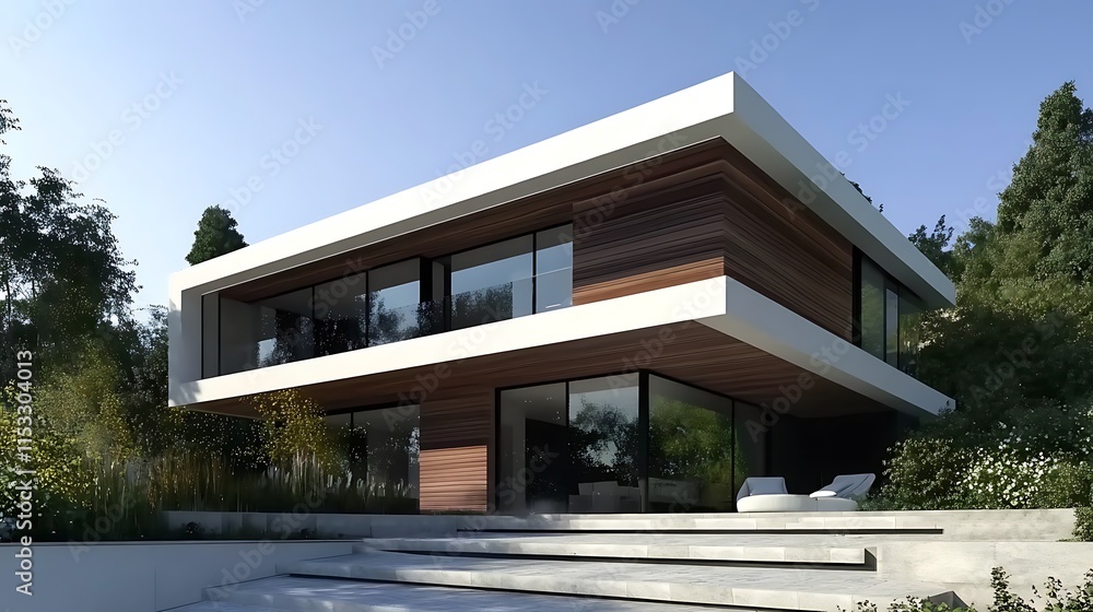 High resolution showcase of a contemporary house with cutting-edge architectural design High resolution showcase of a contemporary house with cutting-edge architectural design