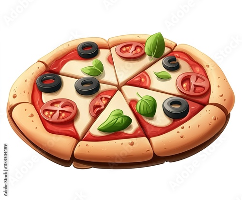 pizza on a white isolated background in 3D graphics style photo