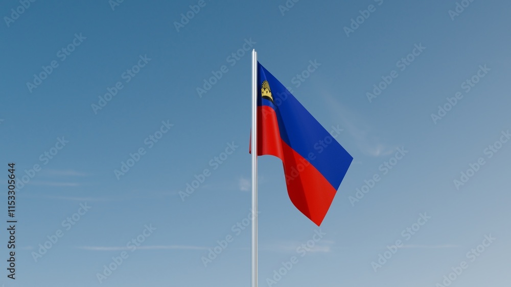 Liechtenstein flag on blue sky 3d illustration image Liechtenstein flag on blue sky 3d illustration image