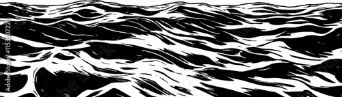 Vintage woodcut illustration depicting rippling water surface in monochrome style
