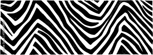 Vintage woodcut illustration featuring an abstract zigzag line design in black and white
