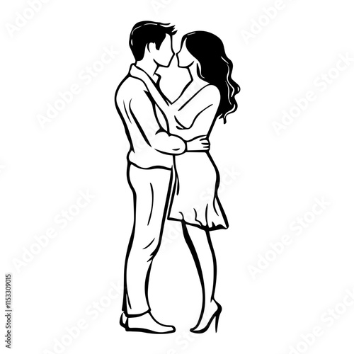 Romantic Couple Kiss Silhouette – Perfect for Valentine’s Day