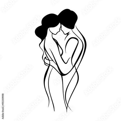 Romantic Couple Kiss Silhouette – Perfect for Valentine’s Day