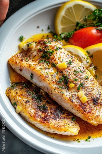 Pan-Seared Fish Fillets with Lemon, Herbs, and Butter Sauce