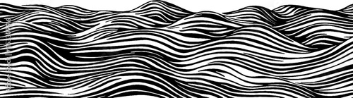 Vintage woodcut of continuous wave pattern with flowing lines and textures