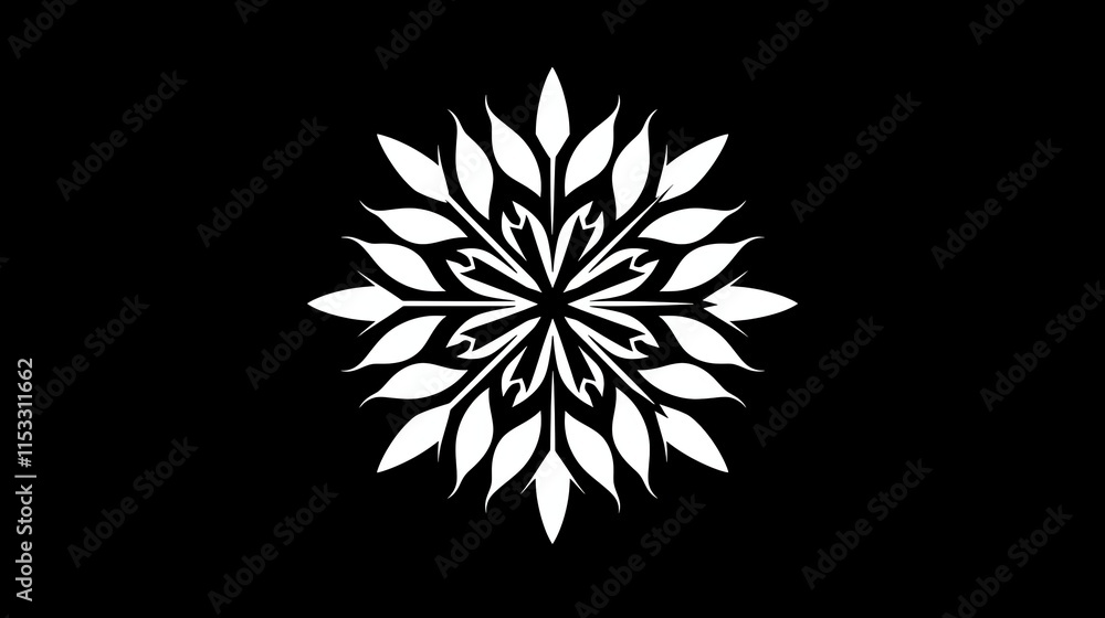 Fototapeta premium A white floral design on a black background.