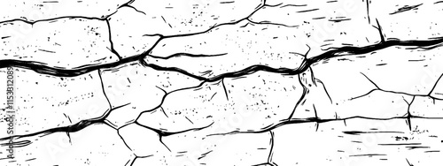 Vintage woodcut illustration showcasing intricate cracked paint texture on wood surface