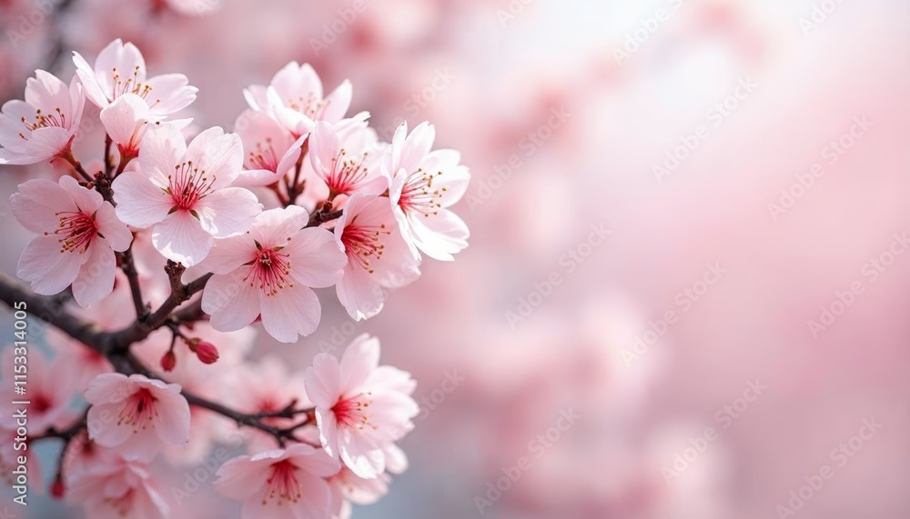 Stunning Pink Cherry Blossoms in Springtime Garden Stunning Pink Cherry Blossoms in Springtime Garden