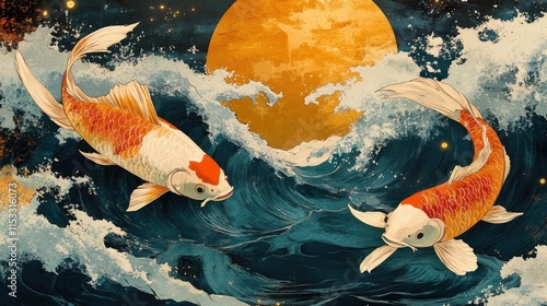 Wallpaper Mural Jumping fish lunar new year design. Torontodigital.ca