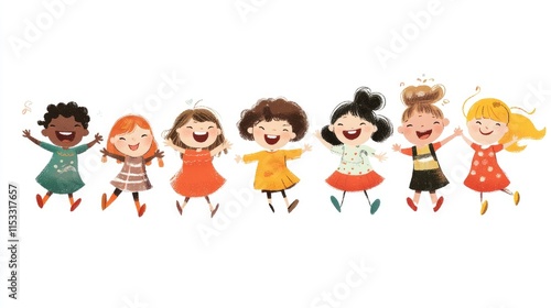 A happy group of children laughing and having fun, representing diversity and joy, perfect for family, school, or friendship themes.
