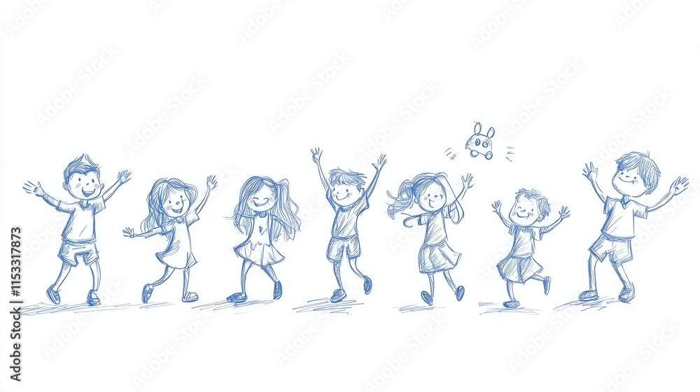 A joyful sketch of children engaged in playful activities, symbolizing fun and innocence, perfect for kid-centric designs. A joyful sketch of children engaged in playful activities, symbolizing fun and innocence, perfect for kid-centric designs.