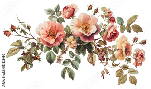 Fototapeta Naklejka Na Ścianę i Meble -  PNG A flowers art vintage rose.