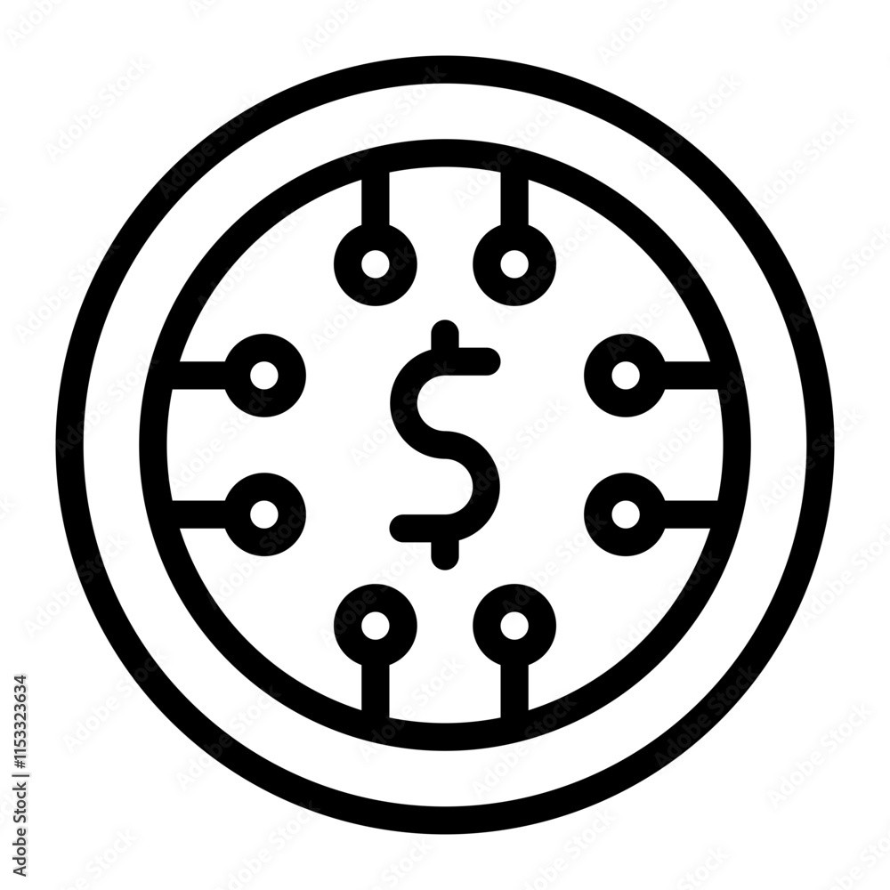 Digital Money Line Icon