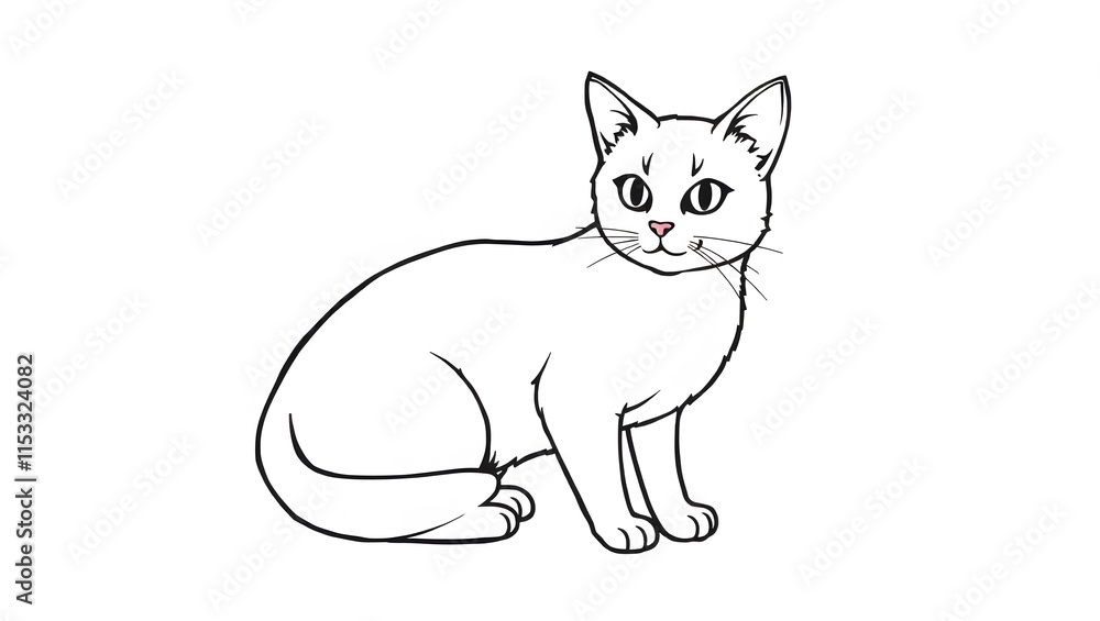 Fototapeta premium black and white cat pictures used for coloring