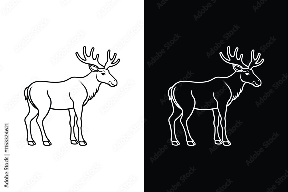 Moose icon vector on White Background ,Vector Art Illustration on white background. Moose icon vector on White Background ,Vector Art Illustration on white background.