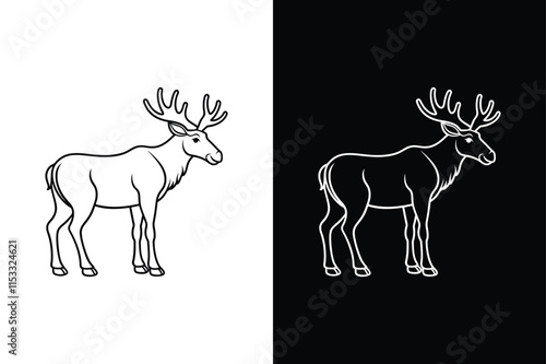 Moose  icon vector on White Background ,Vector Art Illustration on white background.