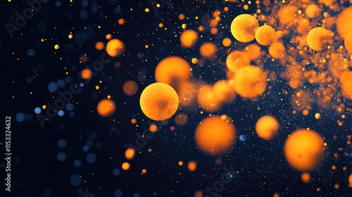 A stunning visual of vibrant orange particles floating and dispersing against a dark backdrop, creating an energetic and abstract effect.