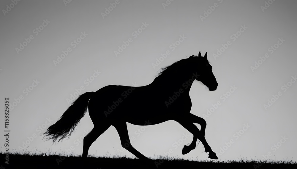Horse Silhouette in Black and White Horse Silhouette in Black and White